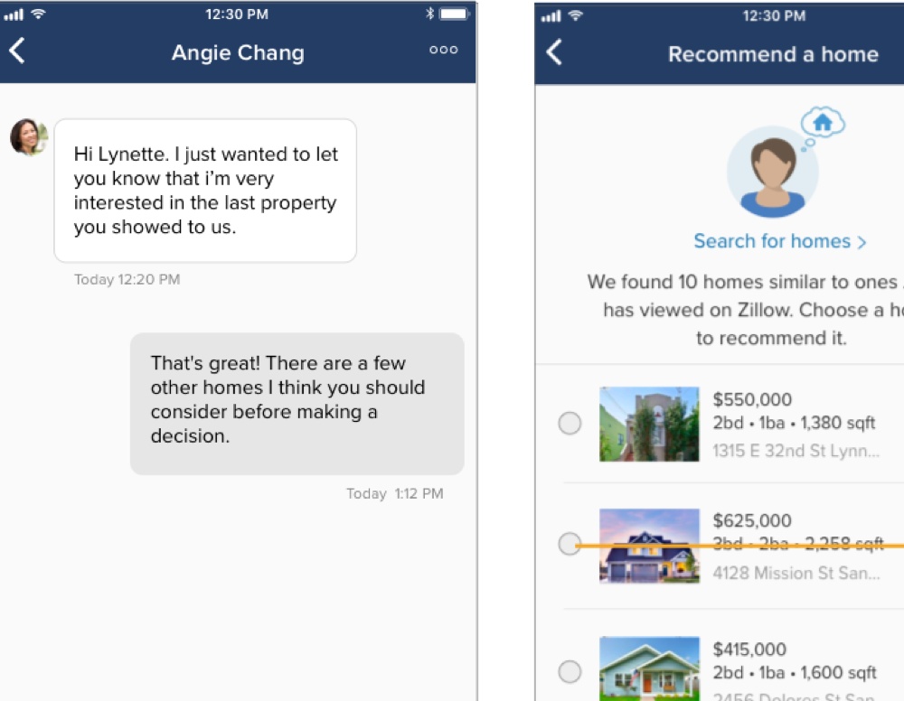 Zillow Premier Agent “Recommend a Home” feature